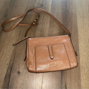 Fossil Boho Brown Leather Long Strap‎ Crossbody